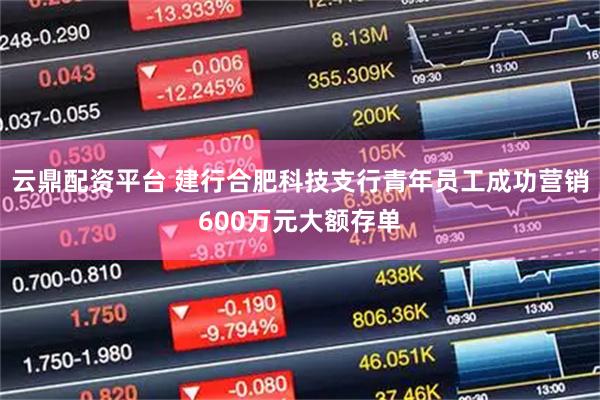 云鼎配资平台 建行合肥科技支行青年员工成功营销600万元大额存单